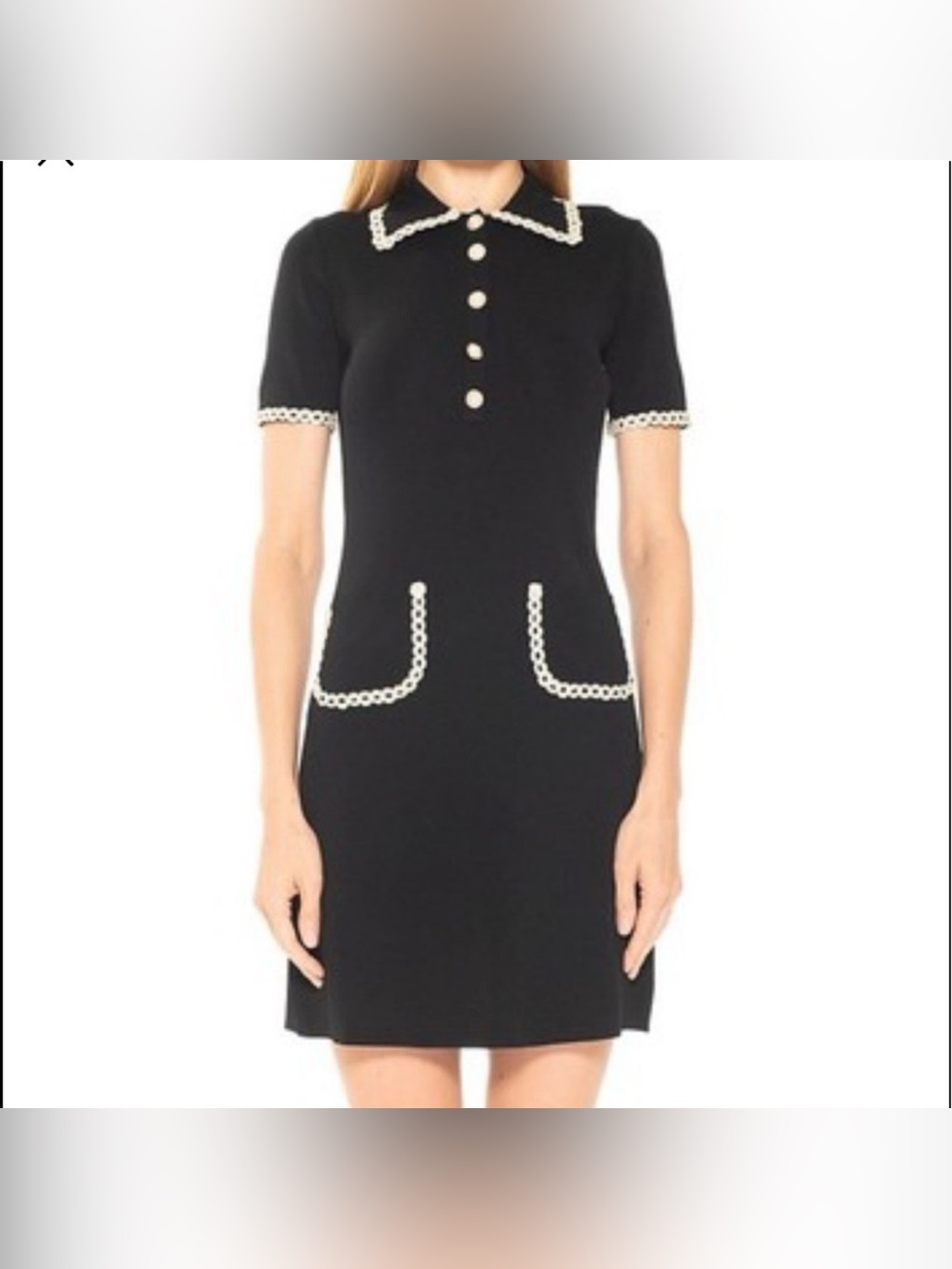 Alexia Admor Black Knit Mini Dress with Cream Trim